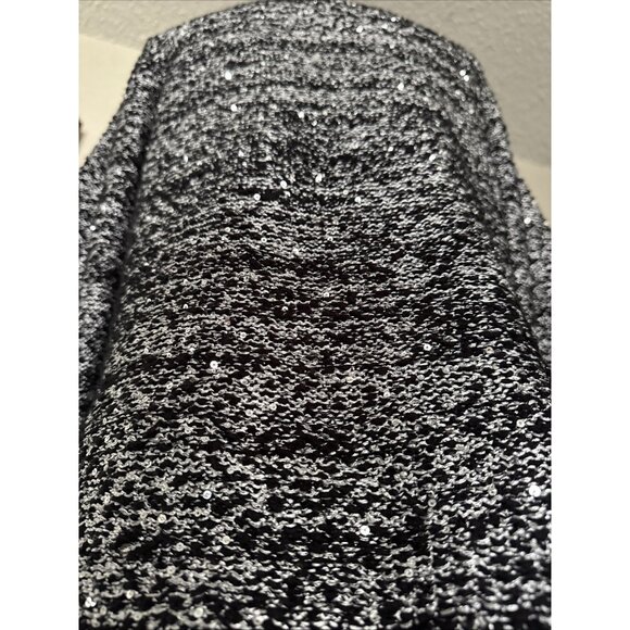 Alfani Sequins Ruffle Sweater Sheer Ruffle Bottom Long Sleeve Formal Night Sz M - Picture 13 of 16